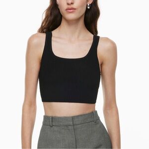 Aritzia Babaton Sculpt Knit Squareneck Cropped Tank - Black - Size Small